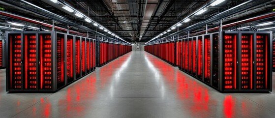 Poster - Illuminated server racks in modern data center