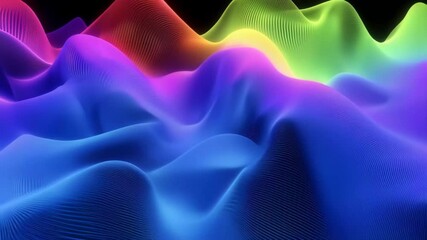 Poster - Colorful equalizer audio waveform spectrum creating vibrant visual levels of sound dynamics, Equalizer Audio Waveform Spectrum Colored Level Dynamic Waves Background