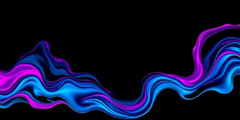 Poster - Abstract wave of blue and magenta fluid flowing against a stark black background design