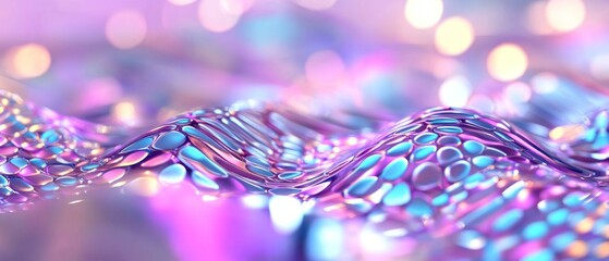 Poster - Iridescent flowing texture abstract purple blue background