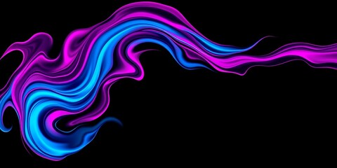 Poster - Abstract flowing design with swirling blue and magenta hues on a stark black background