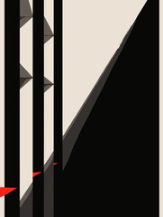 Poster - Geometric Abstraction: A striking composition of shapes, lines, and shadows creates a visually dynamic and modern abstract design.