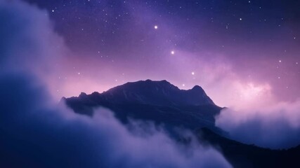 Poster - Stunning milky way timelapse over a serene hill landscape at night, Milky way timelapse on a hill
