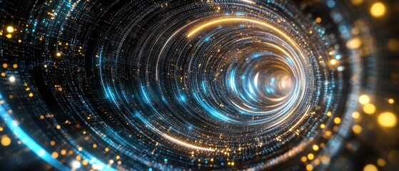 Poster - Glowing circular tunnel abstract digital background