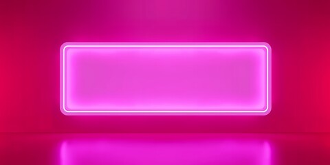 Poster - A rectangular pink neon sign with rounded corners on a pink background with reflection