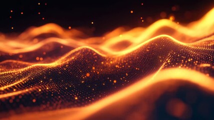 Poster - Abstract background of particles moving in waves, creating a dynamic visual effect, Seamlessly ing abstract background of particles moving up