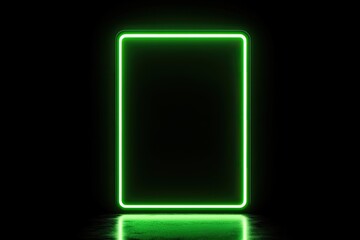 Poster - Glowing green rectangle frame on black background