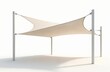 © miss irine - Minimalist design sun shade structure. Modern architectural white element against white background. Shade sail construction providing sun protection, outdoor living space. Simple clean shape,