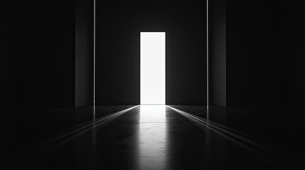 Poster - Dark hallway leading to a bright doorway
