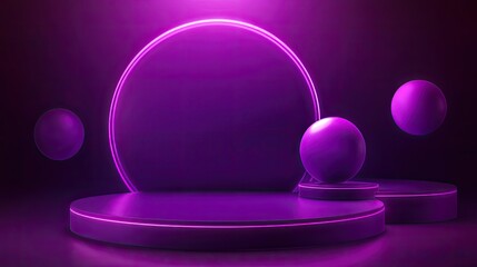 Poster - Purple, glowing, geometric display podiums