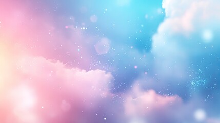Poster - Soft, pastel-hued clouds with sparkling particles