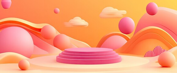 Poster - Abstract 3D Scene with a Pink Podium