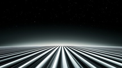 Wall Mural - Monochromatic Abstract Night Landscape with Converging Lines