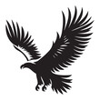 © New Power 2  - Black silhouette vector illustration of a flying eagle, a majestic bird with powerful wings in flight, a symbol of nature and wildlife, possibly a tattoo design