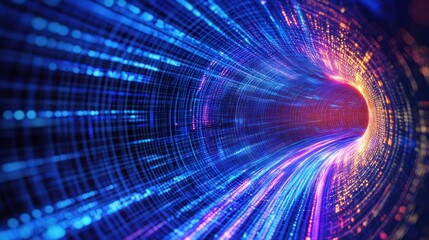 Poster - Vibrant digital tunnel data flow technology background
