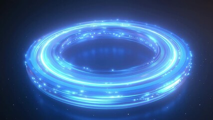 Poster - Holographic representation of Earth showcasing rotation with luminous patterns, Holographic 3d of part of planet Earth spinning with orbits and glowing with blue light
