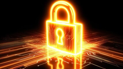 Poster - Digital security system with padlock icon and data connections over computer networks, padlock icon with connections over digital data processing on dark background