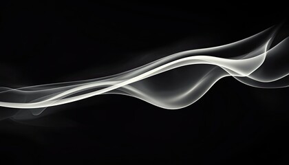 Poster - Abstract smoke waves in black and white.  Fluid, ethereal, smooth, and elegant smoke curls