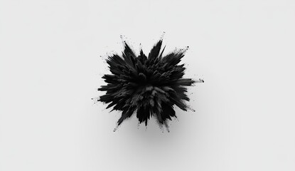 Poster - Abstract black explosion on a white background.  Dense, spiky, dark mass