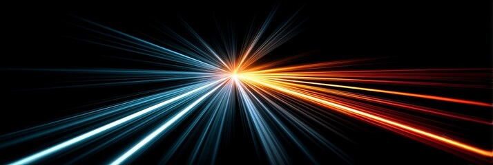Poster - Abstract Light Speed Burst - Dynamic abstract of light trails converging at a central point, creating a sense of speed and energy. Perfect for technology, motion, and speed-related projects