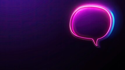 Fototapete - Neon speech bubble, dark background