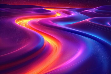 Poster - Abstract landscape of vibrant, flowing colors.