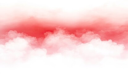 Poster - Abstract cloudscape, soft red hues, white clouds