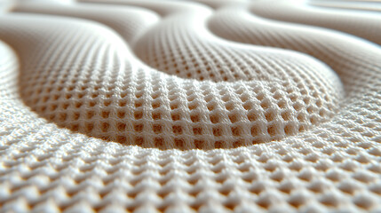 Poster - Cream Cotton Fabric Macro Texture with Wave Pattern