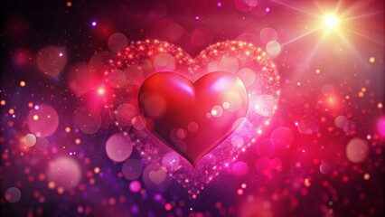 Poster - A bright heart shape radiates warmth with sparkling lights surrounding it, creating a magical atmosphere perfect for romantic occasions and celebrations of love