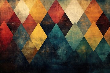 Poster - colorful geometric pattern with distressed texture.