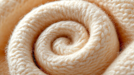 Poster - Cream Knit Fabric Rolled in Spiral Close Up