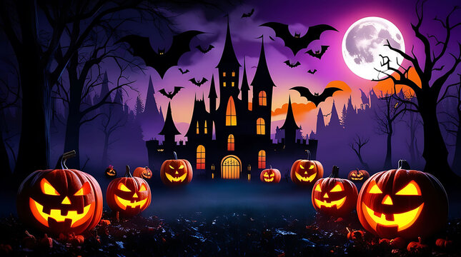 All Hallows Eve  [Jack o' Lantern and Full moon]