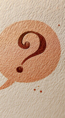 Aufkleber - Peach-toned textured background features a brown question mark in a speech bubble, symbolizing inquiry, uncertainty, or FAQ concept