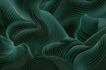 Aufkleber - minimalist abstract design with green waves and red dots on a dark background. background image of w