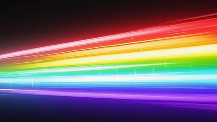 Poster - Vivid light abstraction with rainbow hues and smooth transitions against a dark background evoking a sense of motion