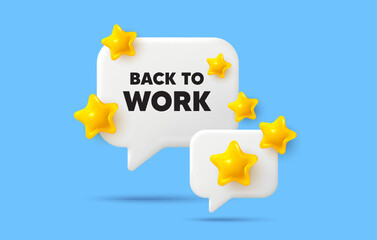 Poster - back to work chat speech bubble. social media concept. back to work tag. job offer. end of vacation 