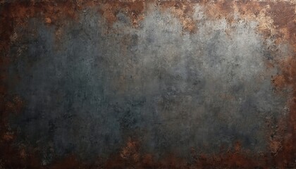 Poster - Dark rustic metal background with distressed, weathered texture. Brown, grey shades creates grunge look, ideal for industrial design projects. Rusted surface with rough uneven pattern. Perfect for