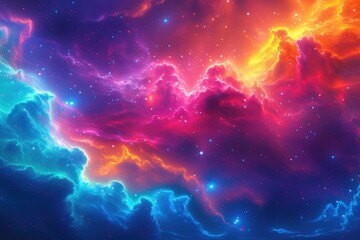 Poster - Vibrant celestial nebula, swirling colors of cosmic clouds.
