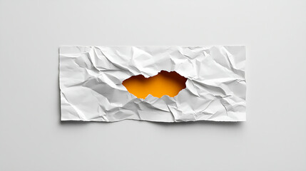 Poster - Crumpled White Paper with Orange Hole Overlay