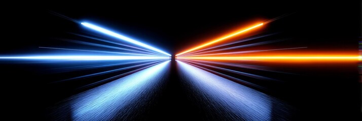 Poster - Speed Tunnel Light Trails Abstract Design - Dynamic light streaks symbolize speed, energy, technology, future, and innovation. A vibrant abstract perfect for tech or motion backgrounds