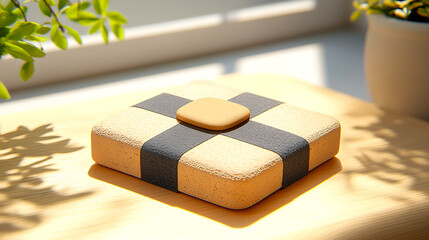 Poster - Beige and Brown Textured Square Object on Gold Surface