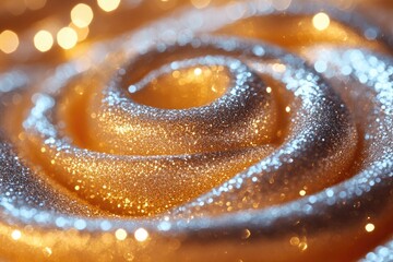 Poster - Abstract spiral design of shimmering gold and silver glitter.
