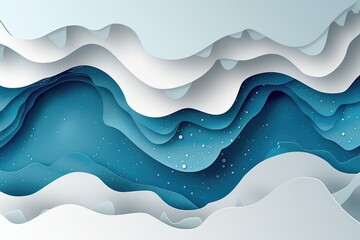 Poster - Layered,  wintery  landscape  design  with  cutout  texture.