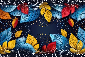 Poster - vibrant leaf design with colorful patterns and dots.