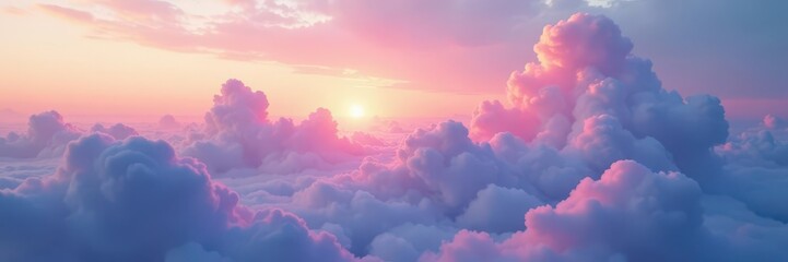 Wall Mural - serene twilight cloudscape, soft pastel hues, tranquil atmosphere , heavens, photograph, aerial