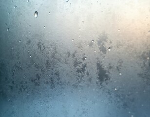 Poster - Close-up shot of transparent glass covered in condensation, water droplets. Winter season concept, natural beauty. Foggy, frosted window surface background, natural light creates calm, aesthetic feel.