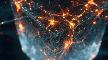 Leinwandbilder - Glowing Fiber Optic Web Abstract Art, Network Concept