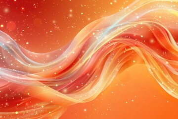 Poster - abstract design featuring flowing, translucent ribbons against an orange backdrop.