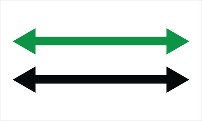Poster - Double headed black and green long arrow icon set . Double ended green black long arrow icon. Replace icon. Dual sided arrow icon. Vector Formats.