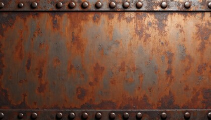 Poster - Rusty iron metal plate background texture with aged metal look. Aged metal is perfect industrial design projects. Rusted surface erosion, decayed and weathered.